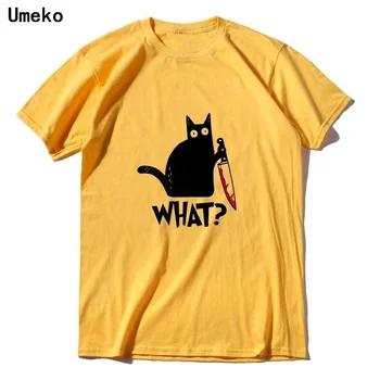 Umeko Pisica Neagra Ce Tricou Criminal Cat Cuțit Femei Amuzant Tricou Maneca Scurta De Halloween Topuri Teuri Femme Camisetas Verano Mujer
