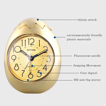 RITMUL Drăguț Forma de Ou Ceas Deșteptător Ultra Silent Sărituri Mișcarea Ceas se Rostogolea Semnal de Alarmă,se Vedea Prin Ambalaj Alb/Roz/Aur de Culoare