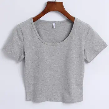 Personalizat imagine gât rotund expuse buric cu mânecă scurtă t-shirt de primăvară și de vară pentru femei talie inalta scurt slim