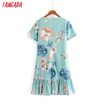Tangada femei florale rochie dulce stil plajă maneci scurte elegante, feminine plisata mini rochii vestidos AH53