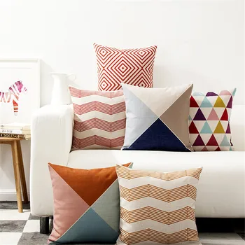 Decorative pernă caz forma patrata geometrice colorate lenjerie de pat din bumbac pernele de acoperire pentru canapeaua de acasă capa de almofadas 45x45cm