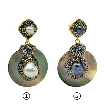 Naturale pearl cercei pentru femei vintage shell bijuterii 2019 moda formă rotundă realizate manual știfturi de ureche