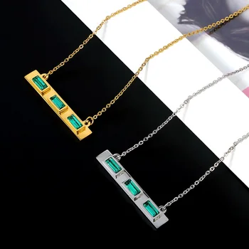 Brand De Lux Pătrat Verde Piatră Lanț Colier Femeie Colier De Aur Pentru Bijuterii Cadou