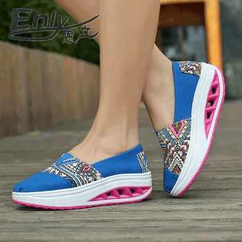Femei Pantofi de Panza Adidasi Casual Femeie 5cm Înălțime Creșterea Pantofi Low-cut Banda Elastica Traforaj Tocuri Student Pene de Vânzare Fierbinte