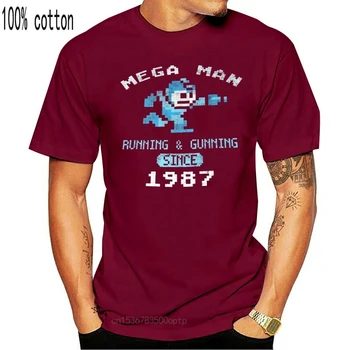 Mega Man Mens T-Shirt - Megaman Funcționare și de vânătoare Din 1987 Imagine de Desene animate t camasa barbati Unisex Noua Moda tricou