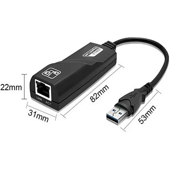 Adaptor Ethernet USB 3.0 la RJ45 Gigabit Adaptor Lan 10/100/1000Mbps porturi USB Adaptor de Rețea pentru Windows/Mac OS/Linux/Chrome OS
