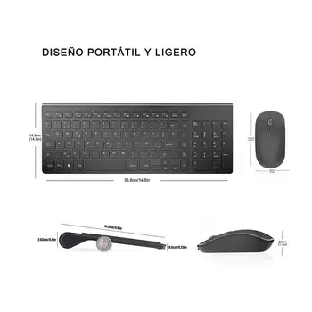 Spaniolă Tastatură fără Fir și Mouse-ul Ergonomie, built-in baterie Reîncărcabilă, Utilizarea pe termen Lung Cu interfata USB