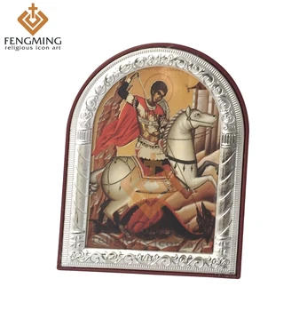 Puteți personalizate 2016 imagini Curate manual religioase creștine catolice imaginea sfântului Gheorghe grec pictograma de cadru de metal pandantiv