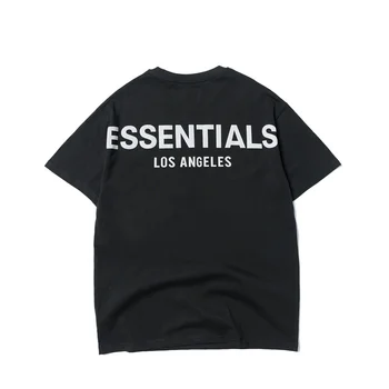 2019 FG ESSENTIALS LOS ANGELS 3M Reflecție Logo-ul Imprimat Femei Barbati tricouri tricouri Hiphop Streetwear Barbati din Bumbac tricou