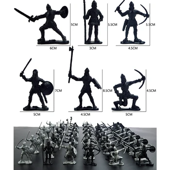 60Pcs/Set Evul mediu Militar Soldat Jucarii Mini Clasic Soldat Arme pentru Modelul de Nisip Figuri Jucarii pentru Copii Cadouri