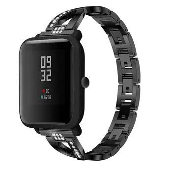Curea Pentru Xiaomi Huami Amazfit Bip BIT Lite Tineret/Amazfit GTS din Otel Inoxidabil bratara SmartWatch Încheietura mâinii 20MM Stras Watchband