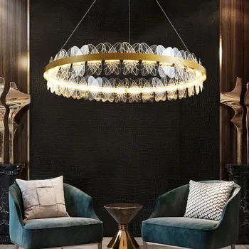 Luxul Modern living candelabru de iluminat Nordic inel LED estompat luciu de aur bucatarie sala de mese lampă Interioară cu Corpuri de iluminat