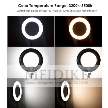 LED Ring lampa FD-480II Beauty Studio LED-uri de lumină Inel de Bio-Video de culoare de Lumină Lampă de Machiaj de Iluminat + stand (2M)+ geanta Tatuaj Lumina