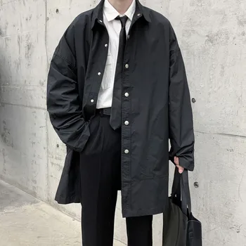 Toamna Stil coreean Șanț Moda Barbati Casual Culoare Solidă Haină Lungă Bărbați Streetwear Sălbatice Liber Geaca Palton Barbati