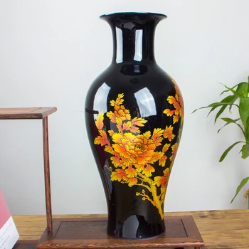 Chineză Clasic Royal Cristal Glazura Negru Vaza De Portelan Acasă Decorare Artă Ceramică Vaze De Flori