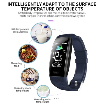 Lerbyee Ceas Inteligent T5 Temperatura Corpului rezistent la apa de Fitness Ceas Vreme Memento Pedometru Smartwatch pentru iOS Android Sport