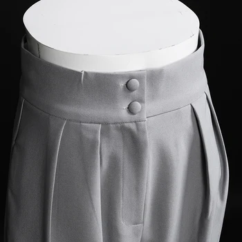 TWOTWINSTYLE Bandaj Ruched Pantaloni Casual Pentru Femei Talie Mare Cruce Dantelă Sus Bowknot Gri Pantaloni de Moda de sex Feminin Haine Noi