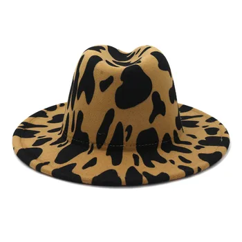 2020 Nou Leopard Toamna Iarna Bărbat Femeie Lână Simțit Jazz Pălării Fedora Triped Zebra Răpăit Hatsn Casual Barbati Femei Pălării în aer liber