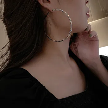 FYUAN Moda Rundă Mare de Cristal Hoop Cercei pentru Femei Bijoux Geometrice Stras Cercei Bijuterii Statement