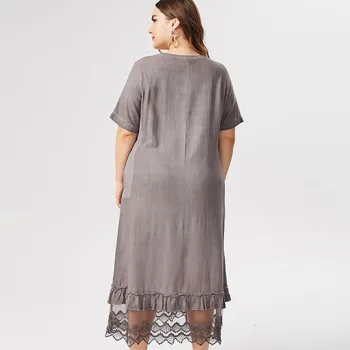 2020 Plus Dimensiunea îmbrăcăminte pentru femei maneci Scurte din Bumbac și lenjerie rochie de moda doamnelor de Epocă elegante, rochii Femei