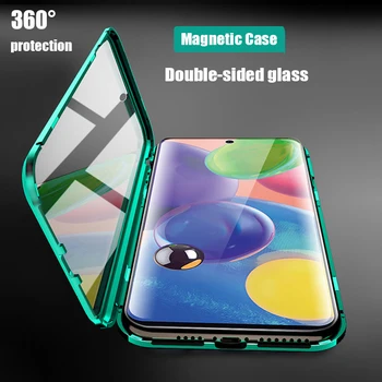 360 Protecție Completă Magnetice Caz Pentru Samsung S10 S20 S9 S8 Plus A71 A70 A50 A51 A31 Nota 10 20 9 8 Plus Uitra Lite Geam Dublu