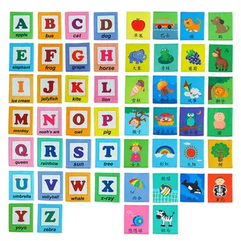 26 de Litere Pânză Cartela cu o Cârpă Backet Copil Pânză de Carte Devreme Jucărie de Învățământ pentru Copii