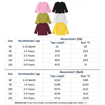 Drăguț Nou-născut Copii Fete Copii Solid Volane tricou Maneca Lunga Topuri Tricou Casual, Haine de Bumbac Tinuta O-Neck Bluza de Vârstă 6-5T