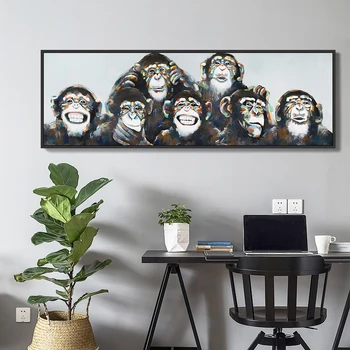 Original Artă Abstractă Pictura Maimuță Amuzant Postere Si Printuri de Arta de Perete Panza Imaginile pentru Camera de zi de Decorare Acasă