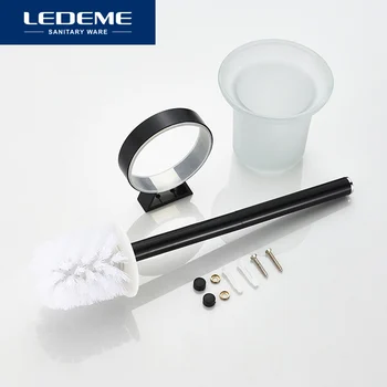LEDEME Baie, suporturi pentru Perii de Toaletă Spray cu vopsea de Bază de Sticlă Mată Drag Cupa Baie Hardware Material Aluminiu Perie de Toaletă L5510