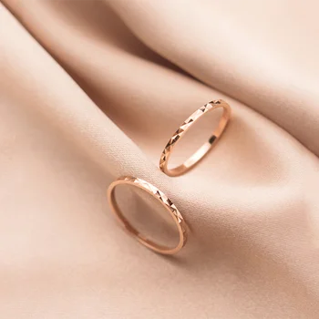 VREI Moda coreeană Minimalism Rose Gold Inel pentru Femei Reale Argint 925 Geometrice Elev Tineri Bijuterii