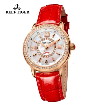 2021 Recif de Tigru/RT Brand de Lux Casual Femei, Ceasuri Curea de Piele Roșie Impermeabil Cuarț Ceas Cadou pentru Soția RGA1563