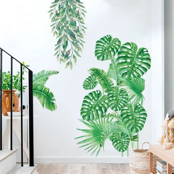 Mare planta tropicala Autocolant Perete dormitor camera de zi de decorare PVC adeziv Murală Decor Acasă de artă Decalcomanii frunză verde Autocolante