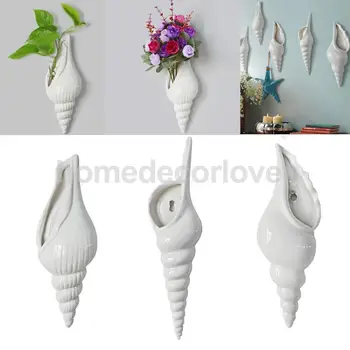 3D Decorative Vaze Portelan Spirale de Coajă de Perete Vaze de Flori Hidroponice de Plante cu Flori Titular de Sticlă, Montat pe Perete