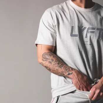 2020 Culturism Fitness Sport Running Man Bumbac cu Maneci Scurte T-shirt Formare Sală de sport Bărbați Musculare Strâns de Fitness Tricou Tricouri Topuri