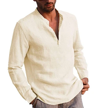 2020 Nou Toamna Barbati lenjerie de pat din Bumbac cu Maneca Lunga Bluza Casual Culoare Solidă Vrac Stand Guler Camasa Barbati modelului Bluza