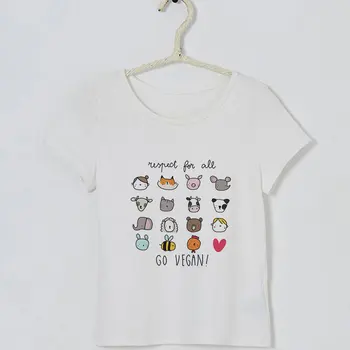 Fete T-shirt Desene animate Mănânce Legume Vegan Fata Top Harajuku Copii Tricou Vogue baietel Haine de Vară Maneci Scurte Kawaii Amuzant