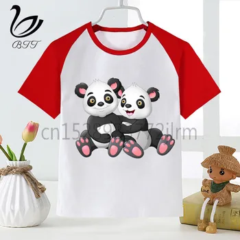 Dragoste fericit Panda Copil de Desene animate Drăguț Tricou Copii Maneca Scurta Îmbrăcăminte Amuzant Petrecere de Top Băieți și Fete de Animale cu Dragoste Tricou