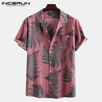 2021 Bărbați Tropicale cu Frunze Model Floral Om Tricou Maneca Scurta Rever Tricou Imprimat de sex Masculin Vara Hawaiian Vacanță Bluza Camisa 5XL