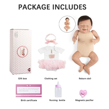 RSG Renăscut Baby Doll 20 De Centimetri Realiste Nou-născut Doarme Zâmbet de Copil Fata de Vinil Renăscut Baby Doll Cadou Jucărie pentru Copii
