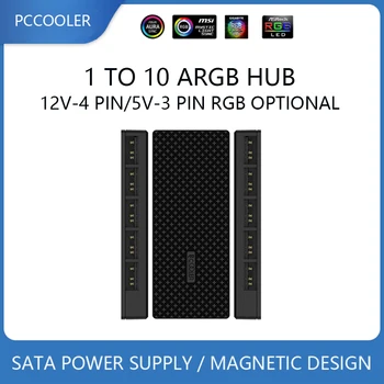 Pccooler 1 La 10 RGB Multi Fel Splitter 5V/3PIN și 12V/4PIN Calculator Fan Caz de expansiune cutie Hub Adaptor de alimentare SATA