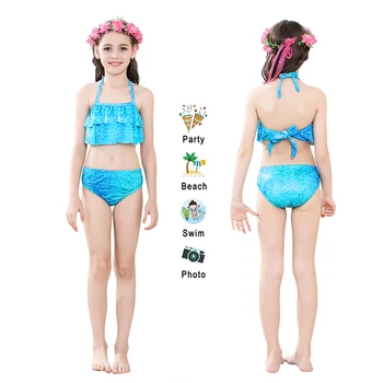 PrettyGirl Copii Fete de Înot coada de Sirena Sirena Costum de Cosplay, costume de Baie Copii Fantasy Beach Bikini poate adăuga Monofin Fin