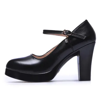 2019 Moda Noi Sosesc Femei Pompe Solid cu Catarama de Primavara Toamna Pantofi de Nunta Rotund Toe din Piele Doamnelor Tocuri inalte Pantofi HC-1112