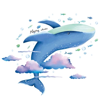 [SHIJUEHEZI] Desene animate Balena Nori Autocolante de Perete DIY Pește Animal Murală Decalcomanii pentru Copii, Camere Copii Dormitor Decor Acasă