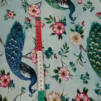 50x105cm Attactive Mare Vii Păun Animale Imprimate Tesatura de Bumbac Animal Tesatura Mozaic Îmbrăcăminte de Pânză Rochie Decor Acasă