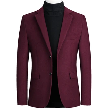 Masculino de lã formale casamento tudexo terno jaqueta homem negócios casual fino lã sacouri preto cinza vermelho veste homme plu