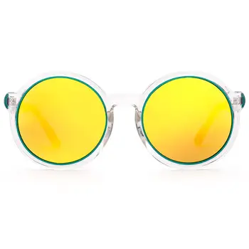COLOSSEIN ochelari de Soare Femei Albastru Culoare Galben Stil Retro UV400 Rama de Plastic Rotund Ochelari de Soare Pentru Femei gafas de sol mujer
