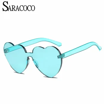 SARACOCO Bomboane de Culoare Dulce Inima Forma de ochelari de Soare pentru Femei de Moda coreeană fără rame, ochelari de Soare Moda Nuante PY01