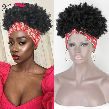 Kryssma Pălărie peruca Afro Pervers Cret Peruci Sintetice Bentita Peruci Pentru Femei Scurte Bentita Peruca Temperatură Ridicată de Fibre de Păr African