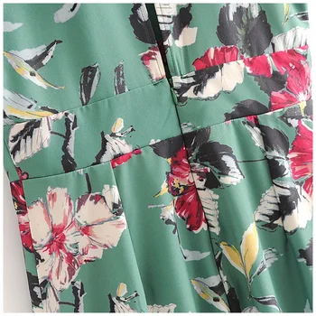 Lanbaiyijia mai Noi femei V-neck imprimare florale rochie a-Line cu maneci scurte Talie Mare brand de Moda de la Jumătatea Vițel vara rochii femei