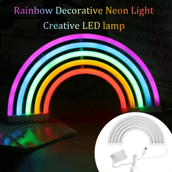 Creatie Rainbow Neon LED Curcubeu de Lumină Lampă Pentru Dormitor Decor Decor Rainbow Neon Lampa de Perete Decor de Crăciun Lumini Bec Tub